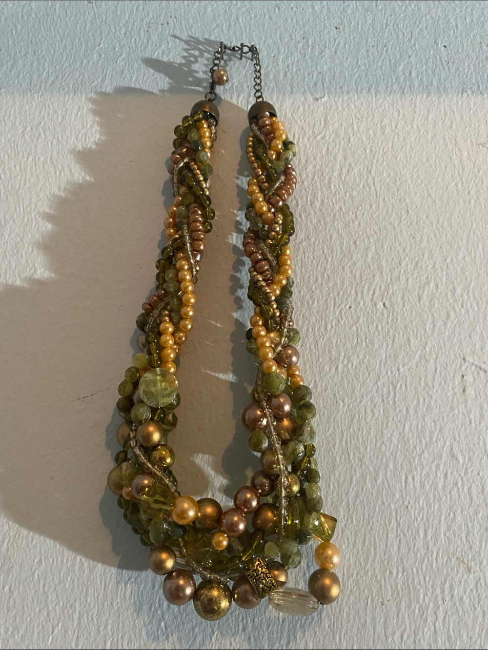 Multistrand Green & Gold Beaded Necklace Women Jewelry